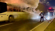 Malatya'da seyir halindeki servis otobüsünde yangın çıktı